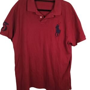 Polo Ralph Lauren Shirt Mens XXL Maroon Big Pony #3 Custom Slim Fit Golf Polo 2X